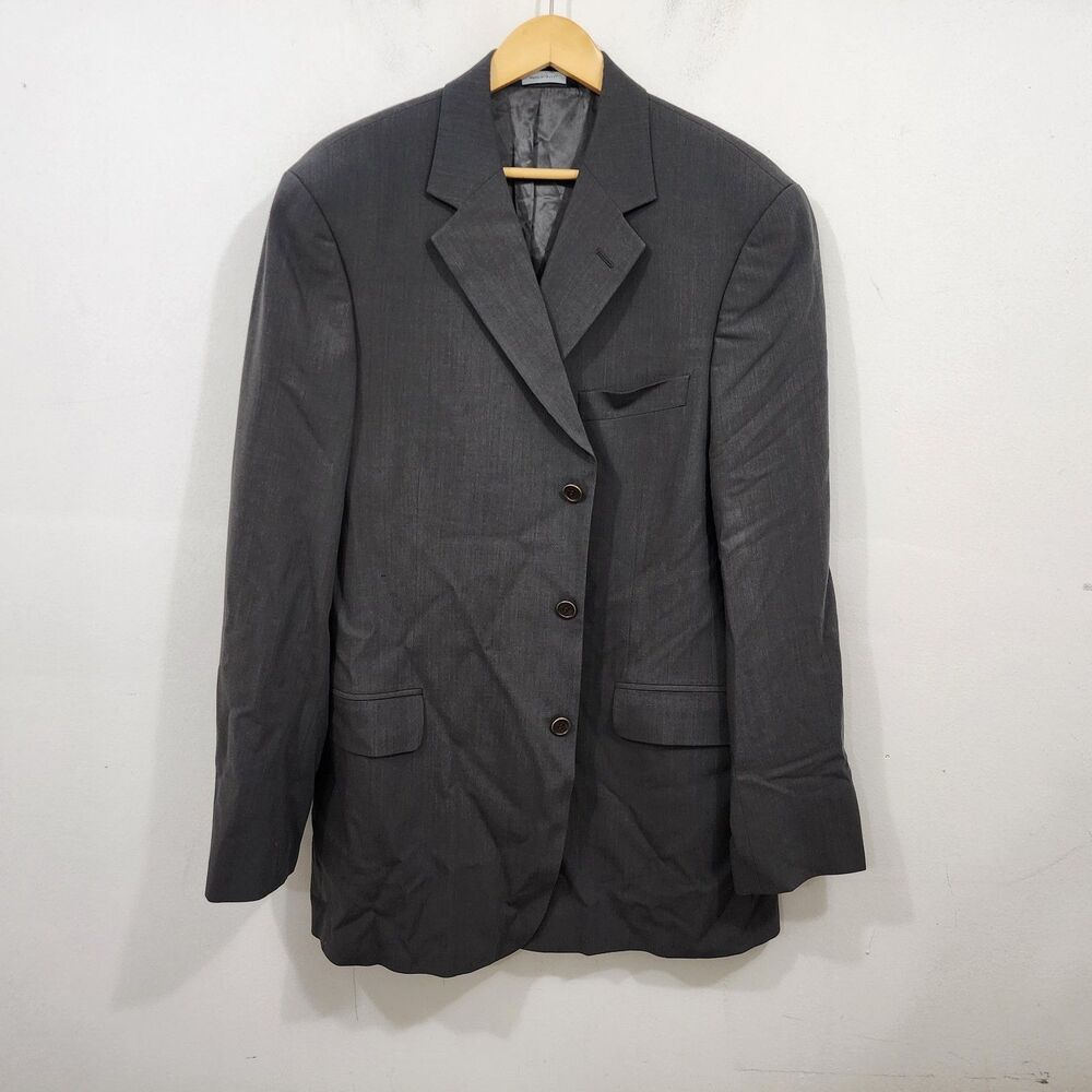 Brooks Brothers Vintage Charcoal Gray 3-Button Wool Suit Jacket Blazer Mens 44L